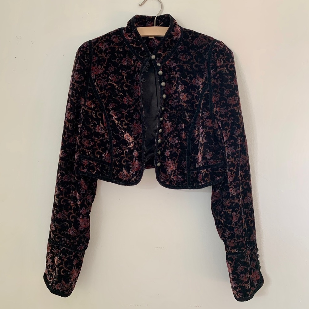 Free People Crushed Velvet Cropped Jacket